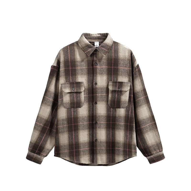 Japanese-style Retro Suede Workwear Shirt Coat - Brown / M