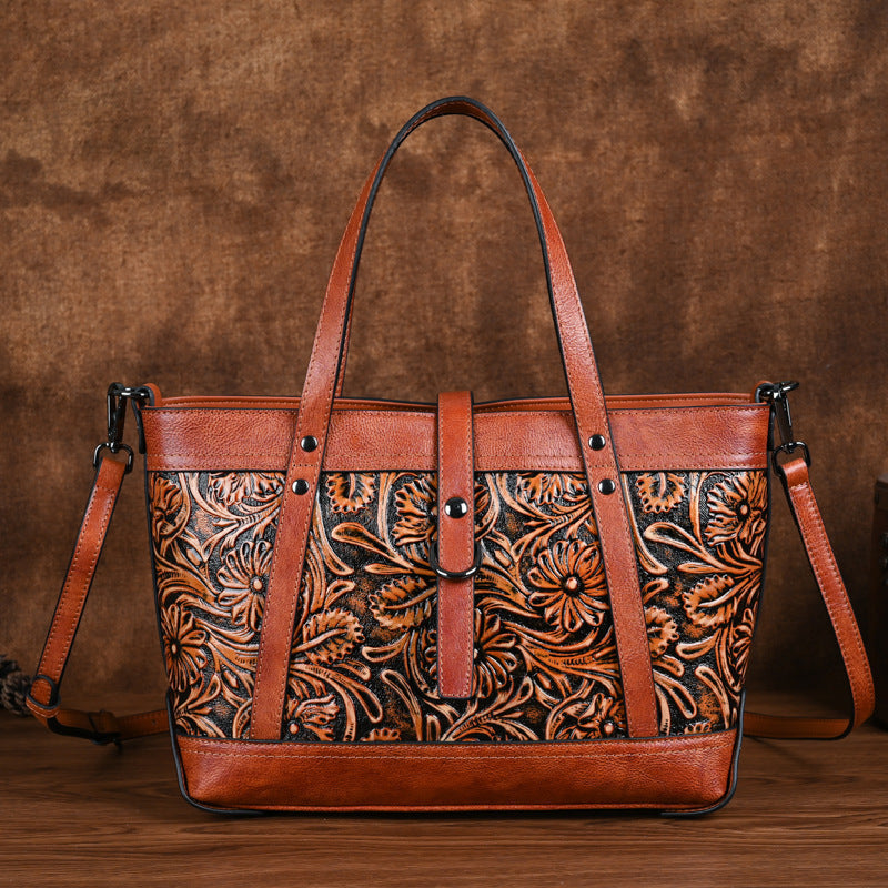 Retro Luxe First Layer Cowhide Bag High-End Fashion Online