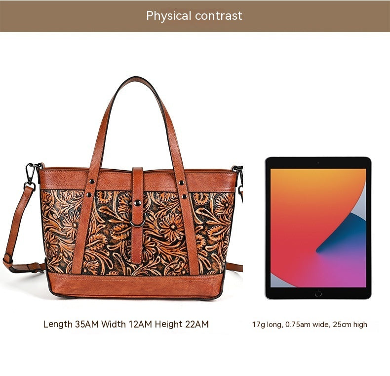Retro Luxe First Layer Cowhide Bag High-End Fashion Online