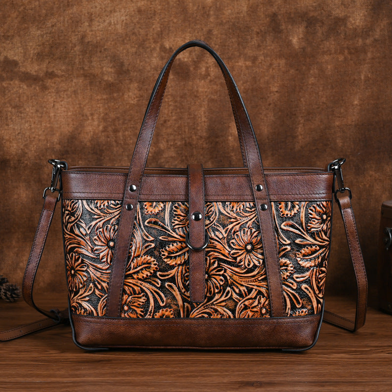 Retro Luxe First Layer Cowhide Bag High-End Fashion Online