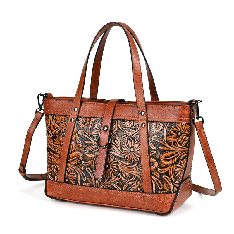 Retro Luxe First Layer Cowhide Bag High-End Fashion Online