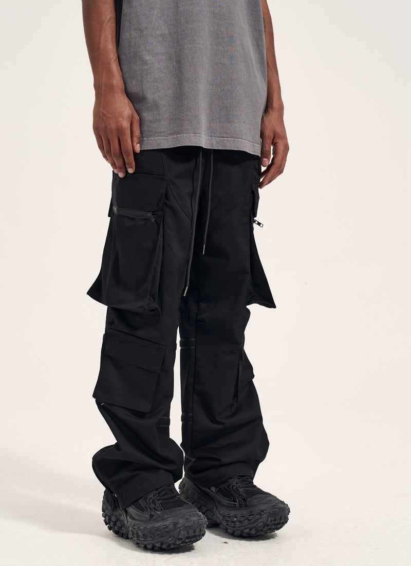 Multi Pocket Retro Velcro Side Zipper Men’s Casual Pants
