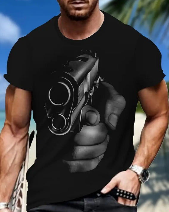 Men’s Printed T-shirt Energetic Short Sleeved Round Neck T-shirt Summer Outdoor Men’s Clothing - Black / S - 5
