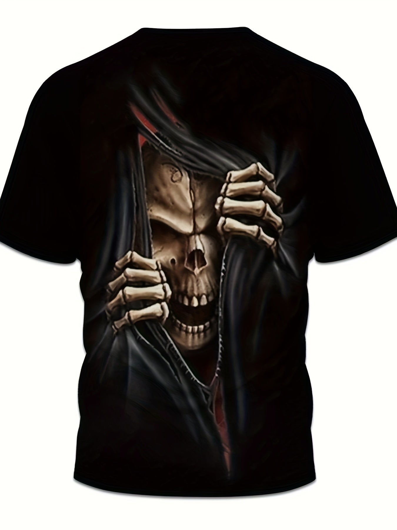 Men’s 3D Skull Printed T-shirt - Casual Short Sleeve Summer Outdoor Stretch Polyester Blended Machine Washable - 5