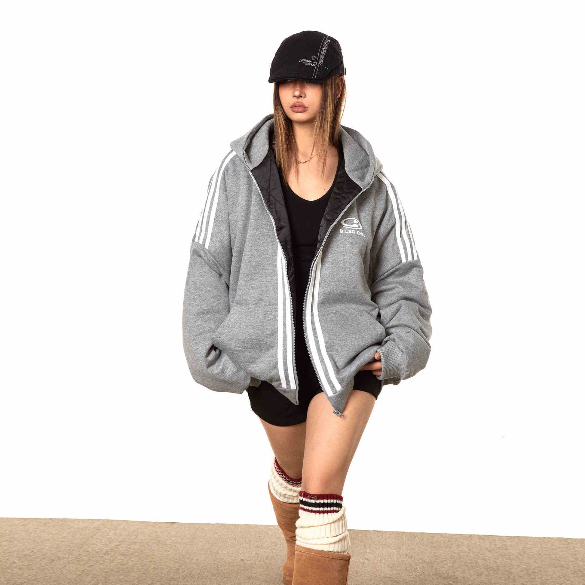 Retro Sports Hooded Cotton-padded Jacket Women’s Loose Casual Cotton-padded Clothes
