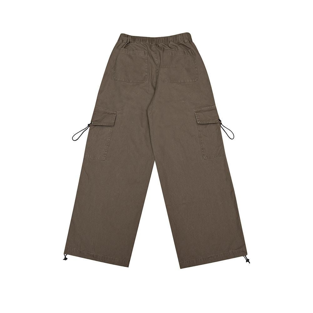 Vintage Wide Leg Basic Workwear Pants - Coffee / S