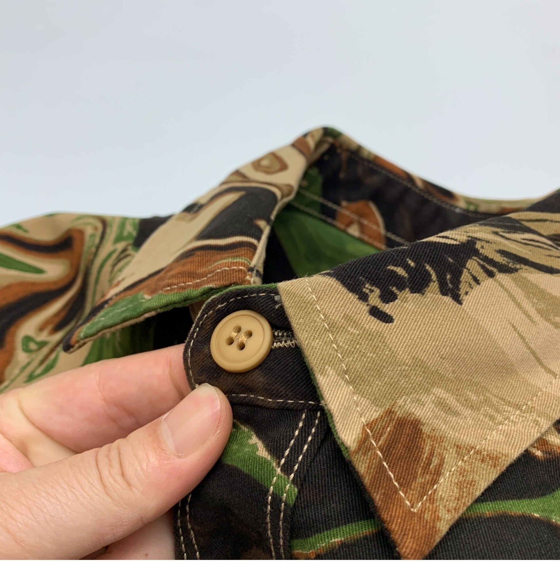 Beautiful Camouflage Shirt Men’s Japanese-style Retro Washed Amekaji Workwear Cotton Long Sleeve
