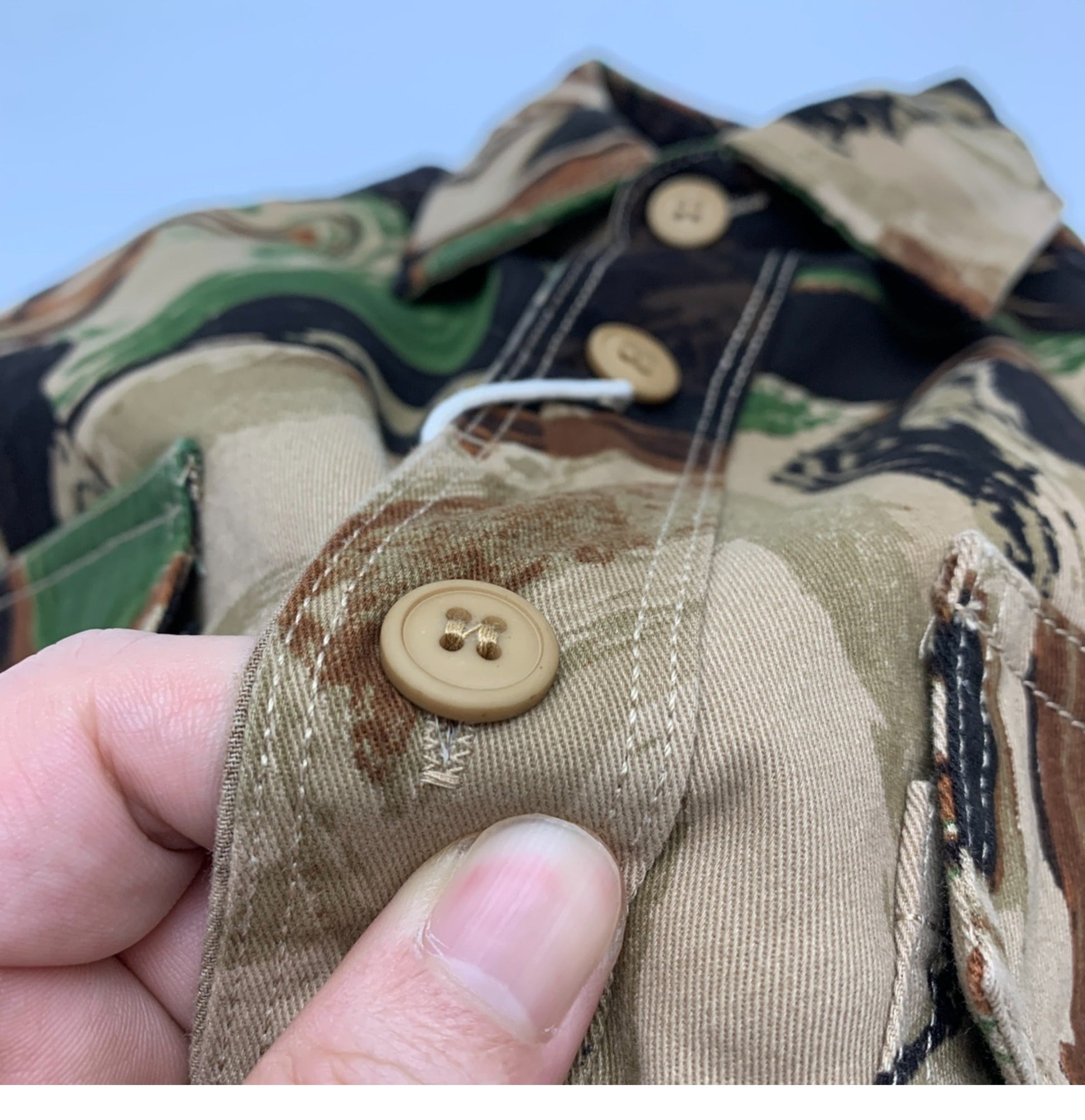 Beautiful Camouflage Shirt Men’s Japanese-style Retro Washed Amekaji Workwear Cotton Long Sleeve