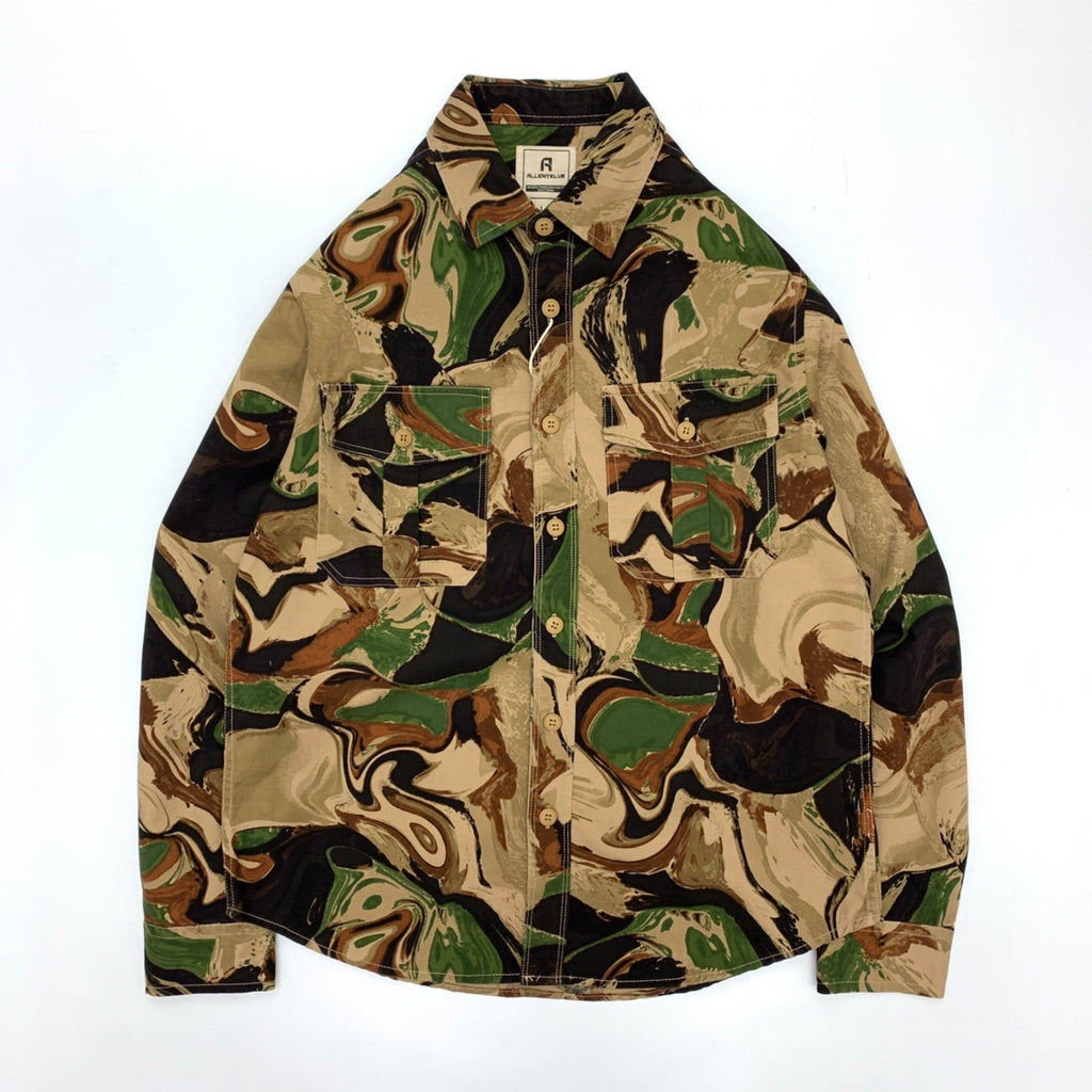Beautiful Camouflage Shirt Men’s Japanese-style Retro Washed Amekaji Workwear Cotton Long Sleeve