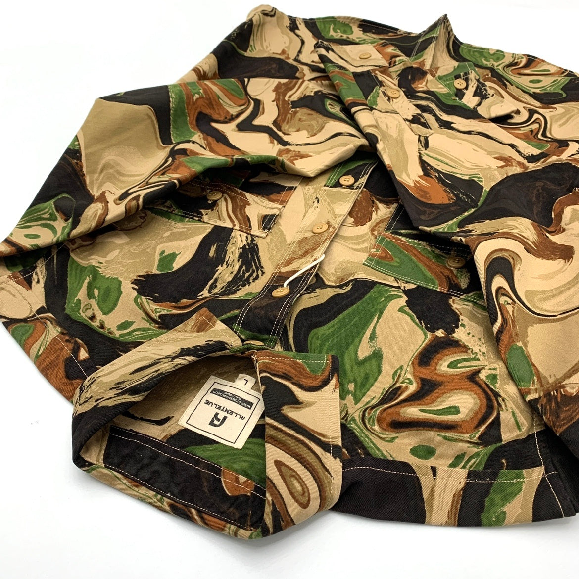Beautiful Camouflage Shirt Men’s Japanese-style Retro Washed Amekaji Workwear Cotton Long Sleeve