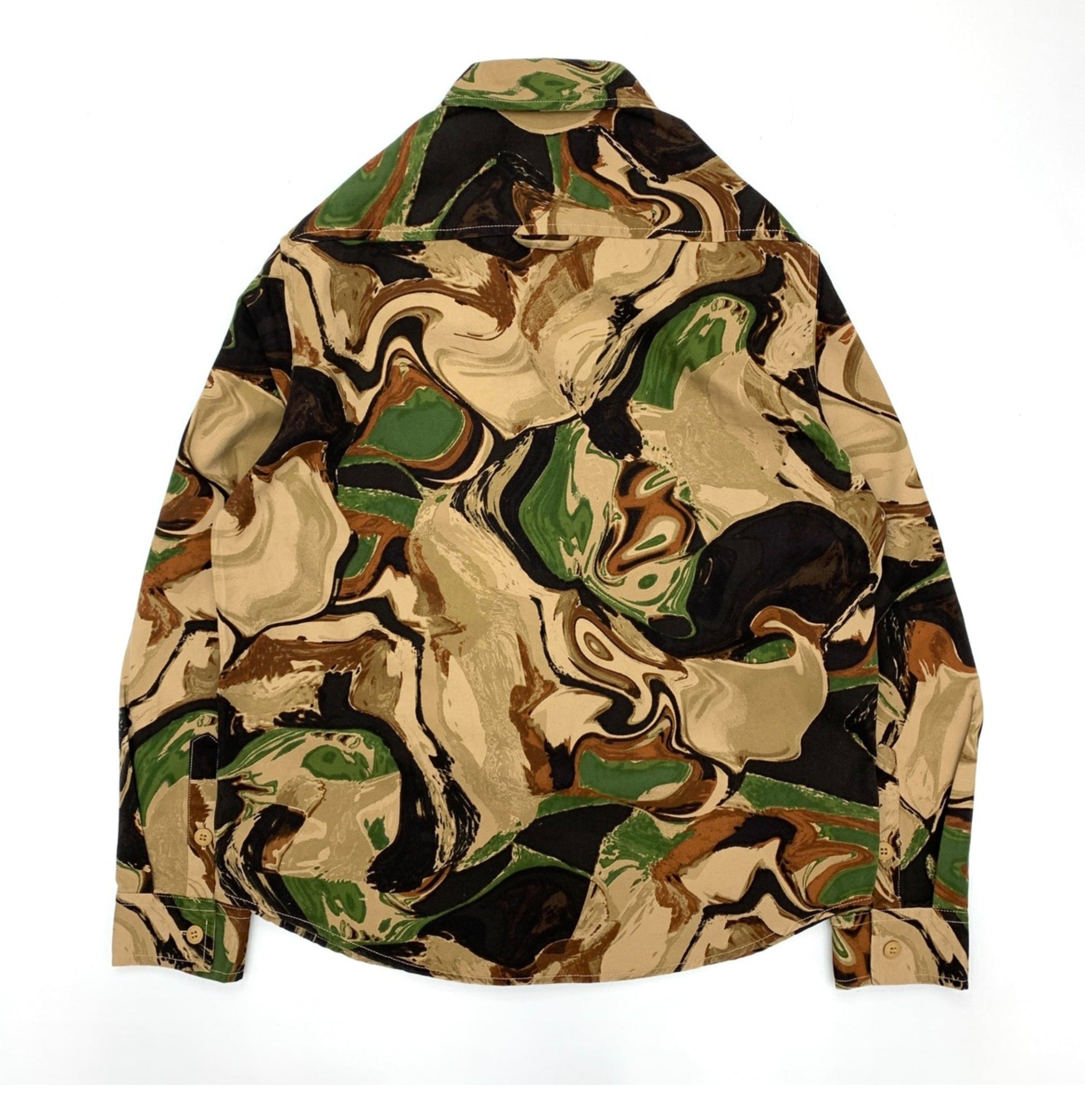 Beautiful Camouflage Shirt Men’s Japanese-style Retro Washed Amekaji Workwear Cotton Long Sleeve - Mobile Camouflage