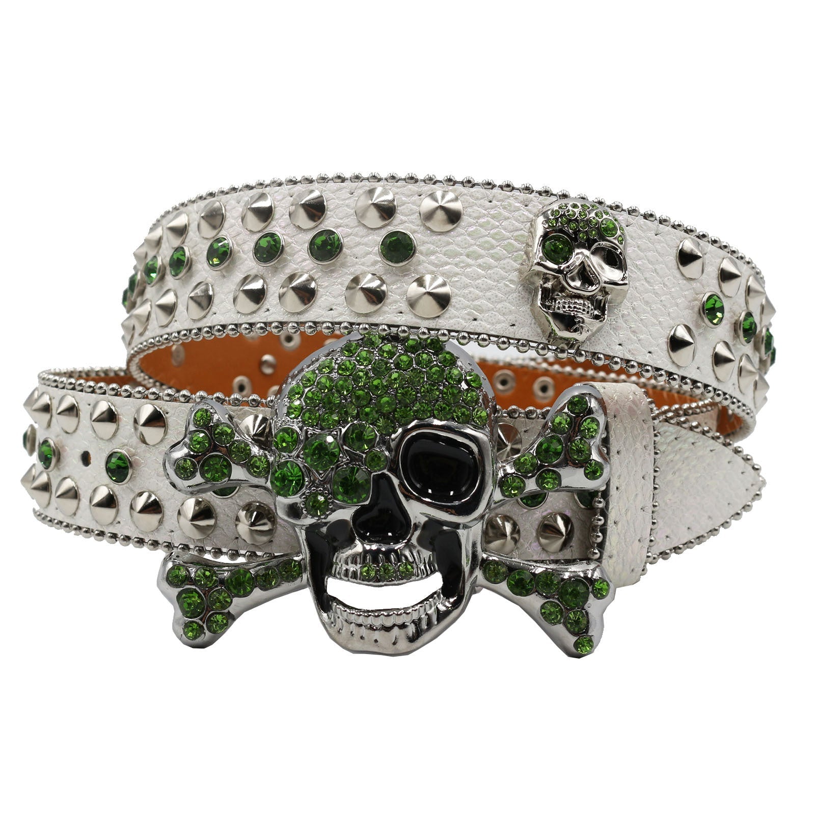 Rhinestone Women’s Inlaid Rivet Snake Pattern Full Diamond Y2g Fashion Trend Belt - Green / 105cm