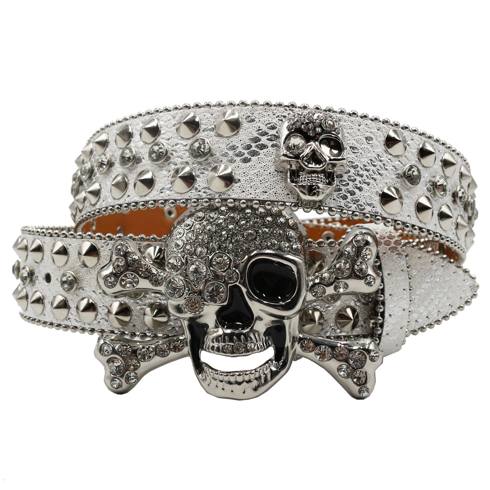 Rhinestone Women’s Inlaid Rivet Snake Pattern Full Diamond Y2g Fashion Trend Belt - Silver / 105cm