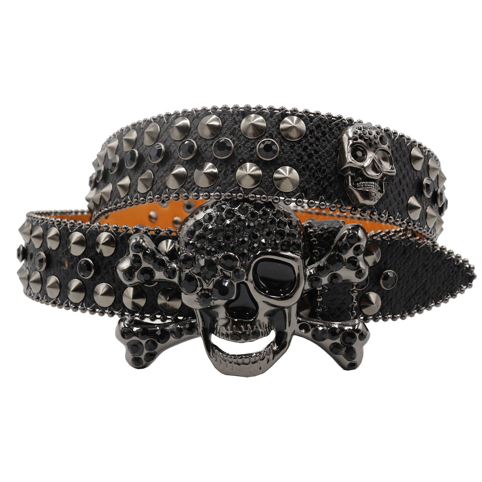 Rhinestone Women’s Inlaid Rivet Snake Pattern Full Diamond Y2g Fashion Trend Belt - Black / 105cm