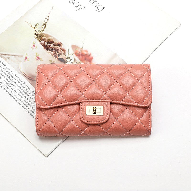 Rhombus Leather Wallet Luxury Clothing for Men and Women - Orange