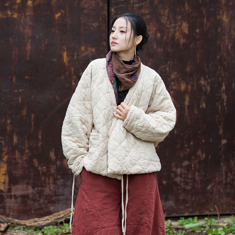 Rhombus Women’s Short Cotton-padded Coat
