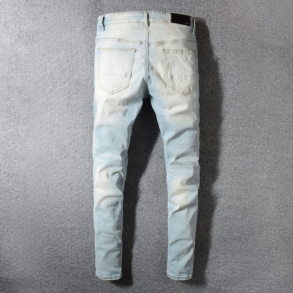 Colorful ripped patch beggar pants