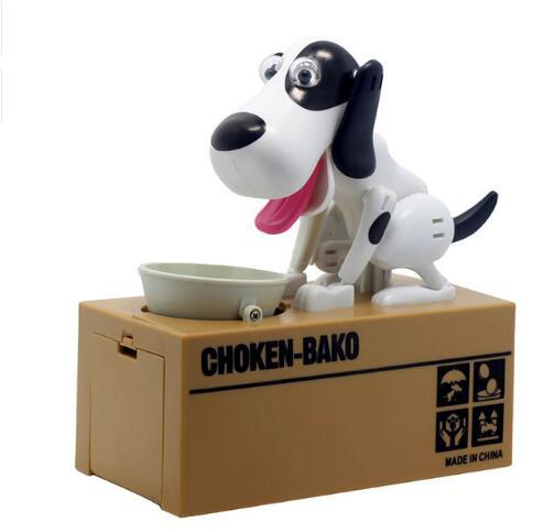 Piggy bank Robotic Dog Bank Canine Money Box Doggy Coin Bank - black with white