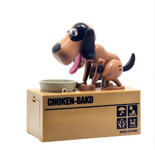 Piggy bank Robotic Dog Bank Canine Money Box Doggy Coin Bank - brown with black