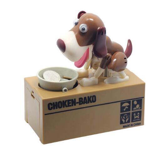 Piggy bank Robotic Dog Bank Canine Money Box Doggy Coin Bank - brown with white