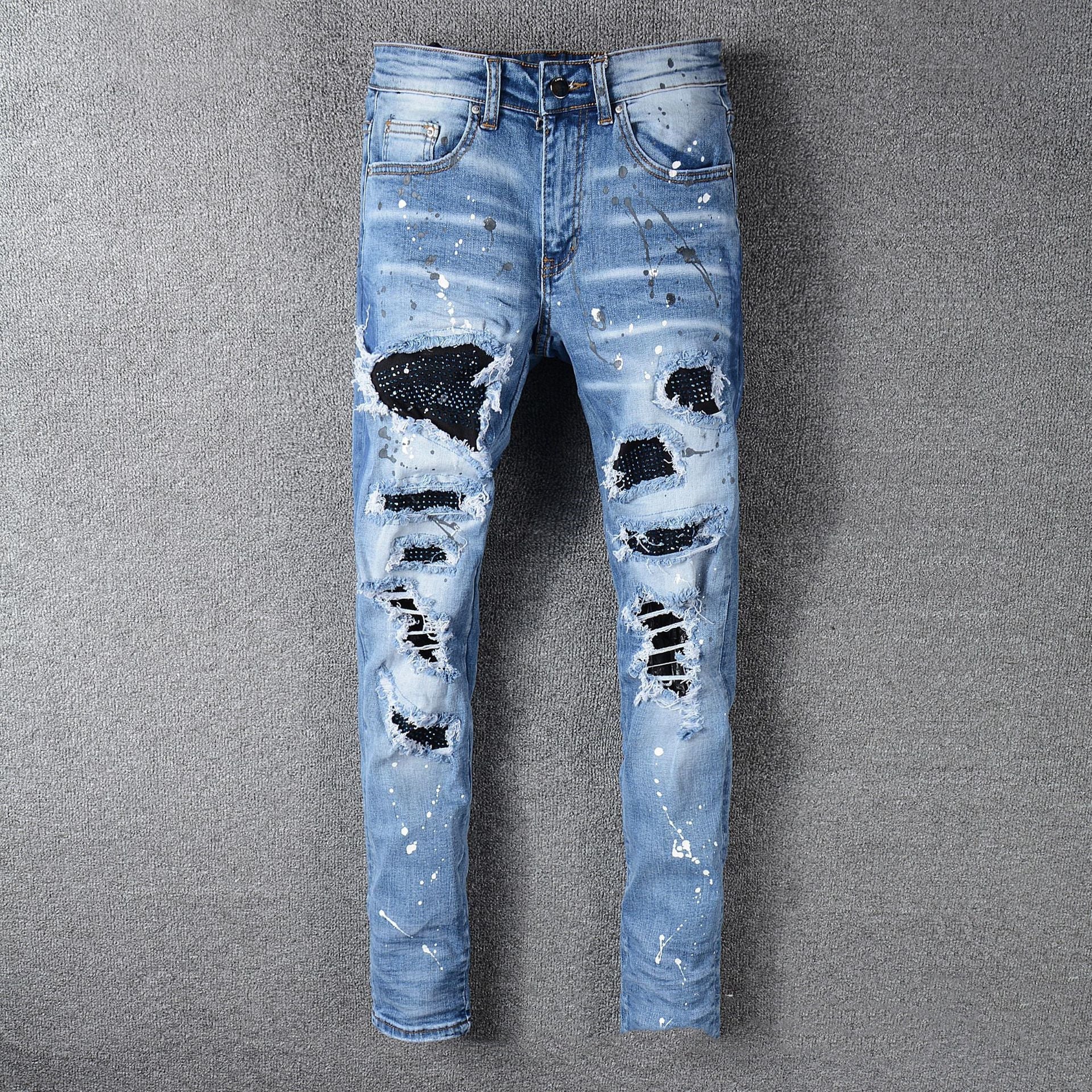 Men’s Whiskered Patch Patch Jeans