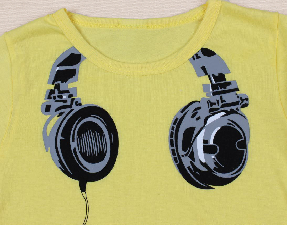 Children’s Short-sleeved T-shirt With Earplugs Pattern