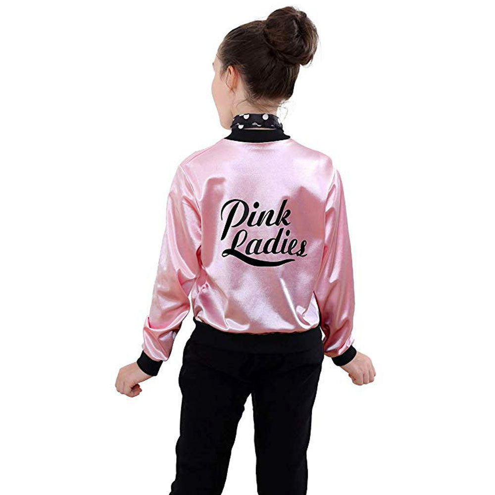 Kids Ladies Grease Jacket Costume - Pink / 8