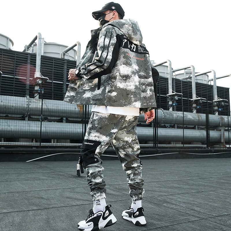 Men’s loose tooling camouflage Jacket Suit