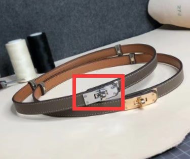 Rotating Buckle Leather Thin Belt All-match Women’s Belt - Elephant Gray Silver Buckle / One Size
