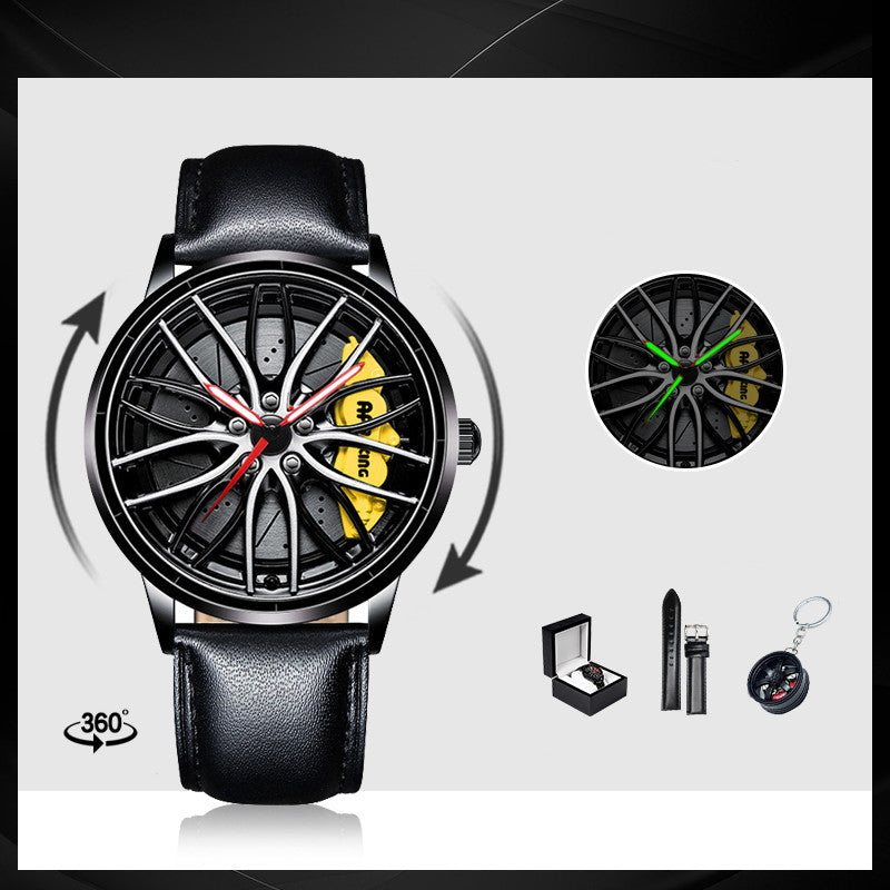 Rotating Red Pointer Quartz Watch For Men - Style