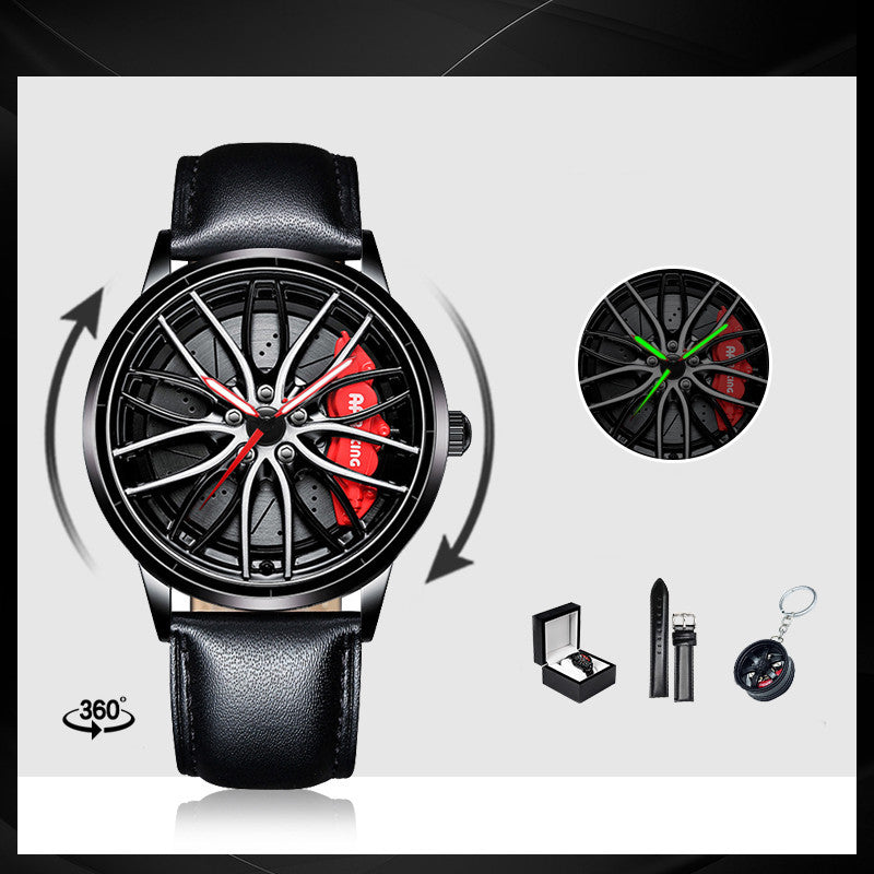 Rotating Red Pointer Quartz Watch For Men - Style C