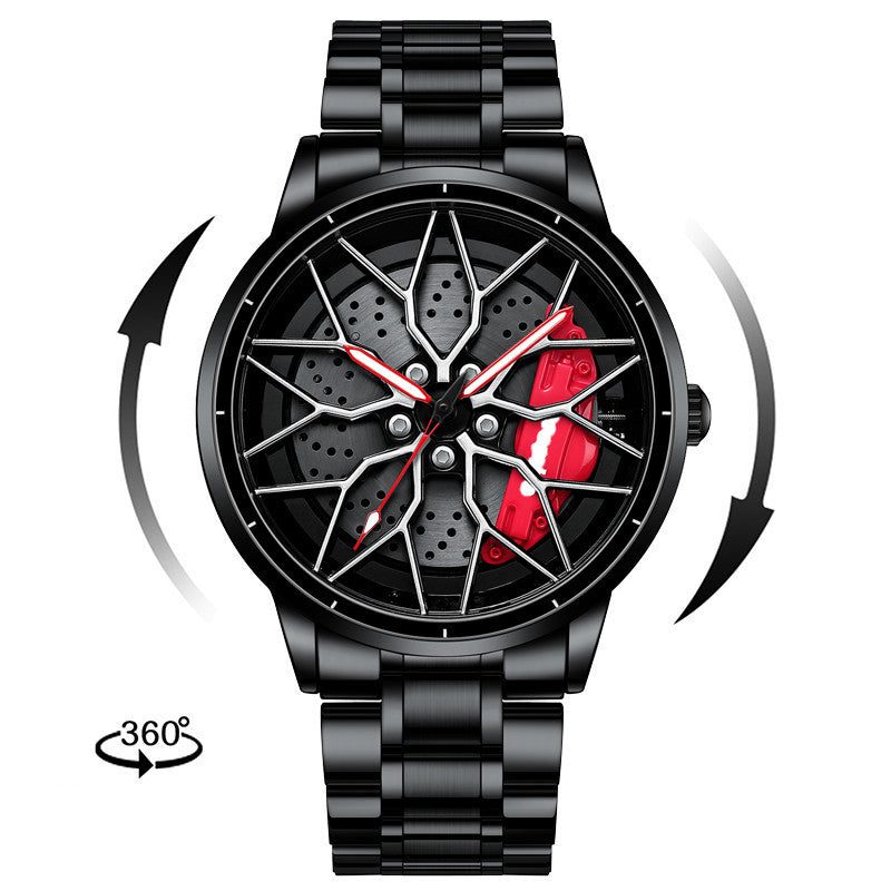 Rotating Red Pointer Quartz Watch For Men - Style J