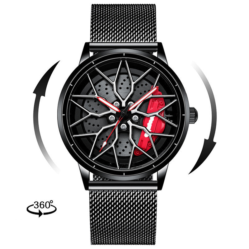 Rotating Red Pointer Quartz Watch For Men - Style K