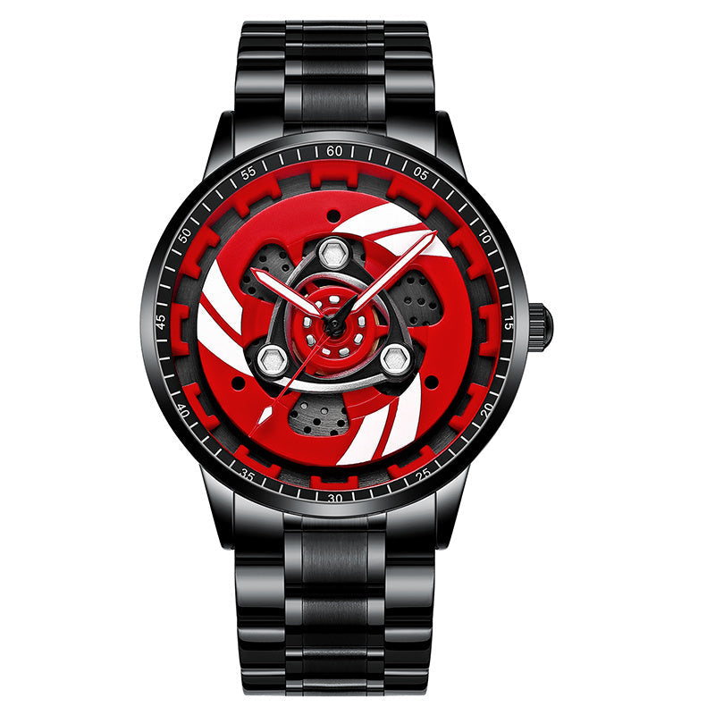 Rotating Red Pointer Quartz Watch For Men - Style Q