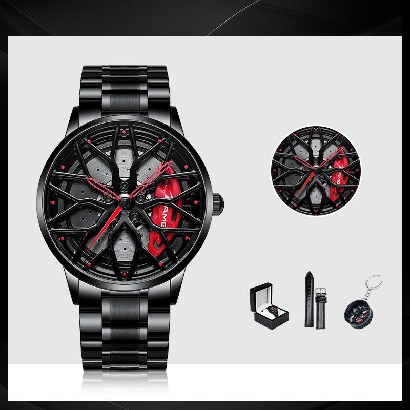 Rotating Red Pointer Quartz Watch For Men - Style S