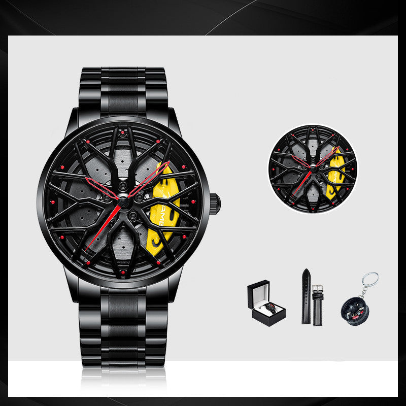 Rotating Red Pointer Quartz Watch For Men - Style W