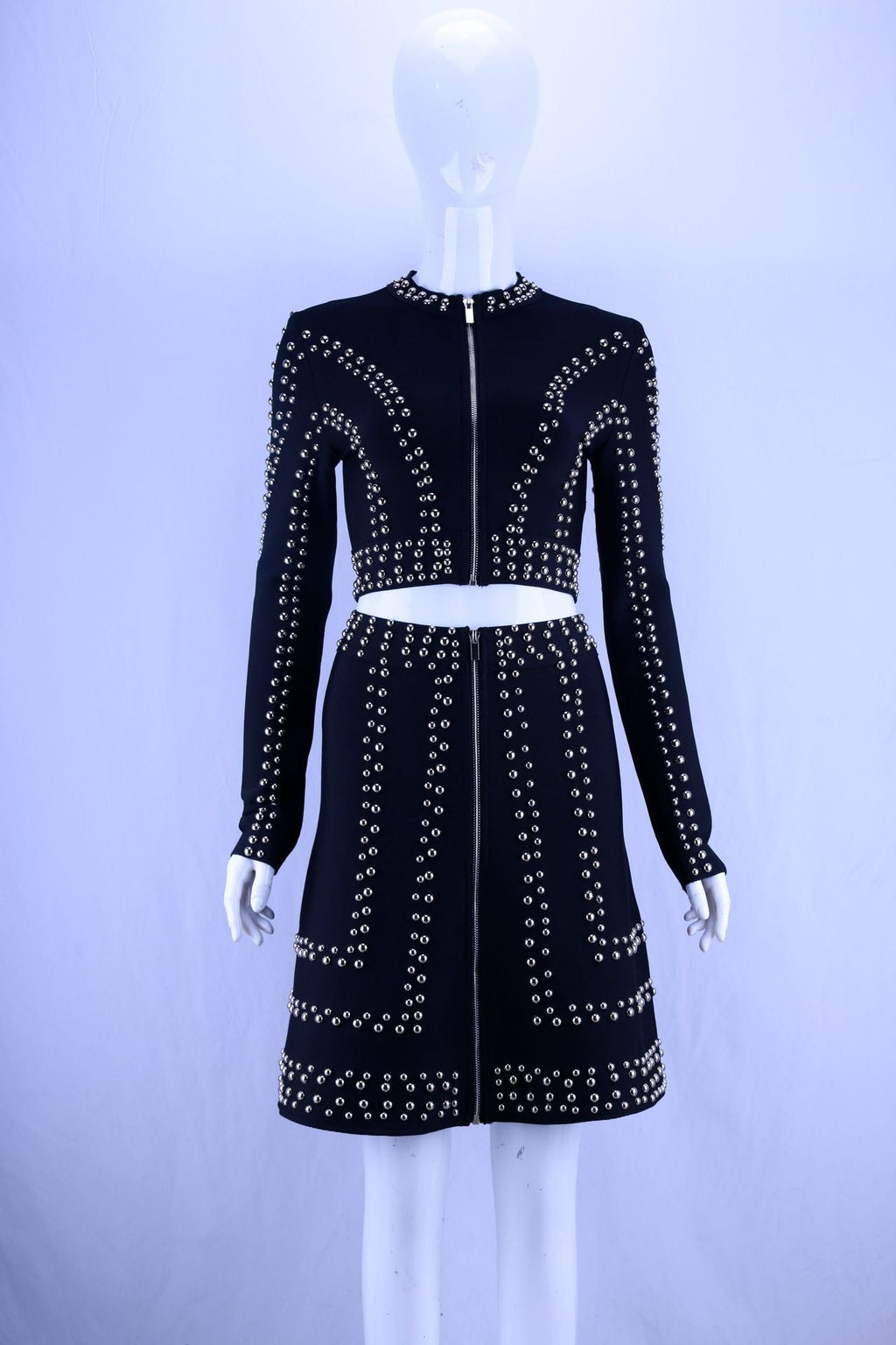 Round Neck Long-sleeved Temperament Slim Bandage Skirt Suit