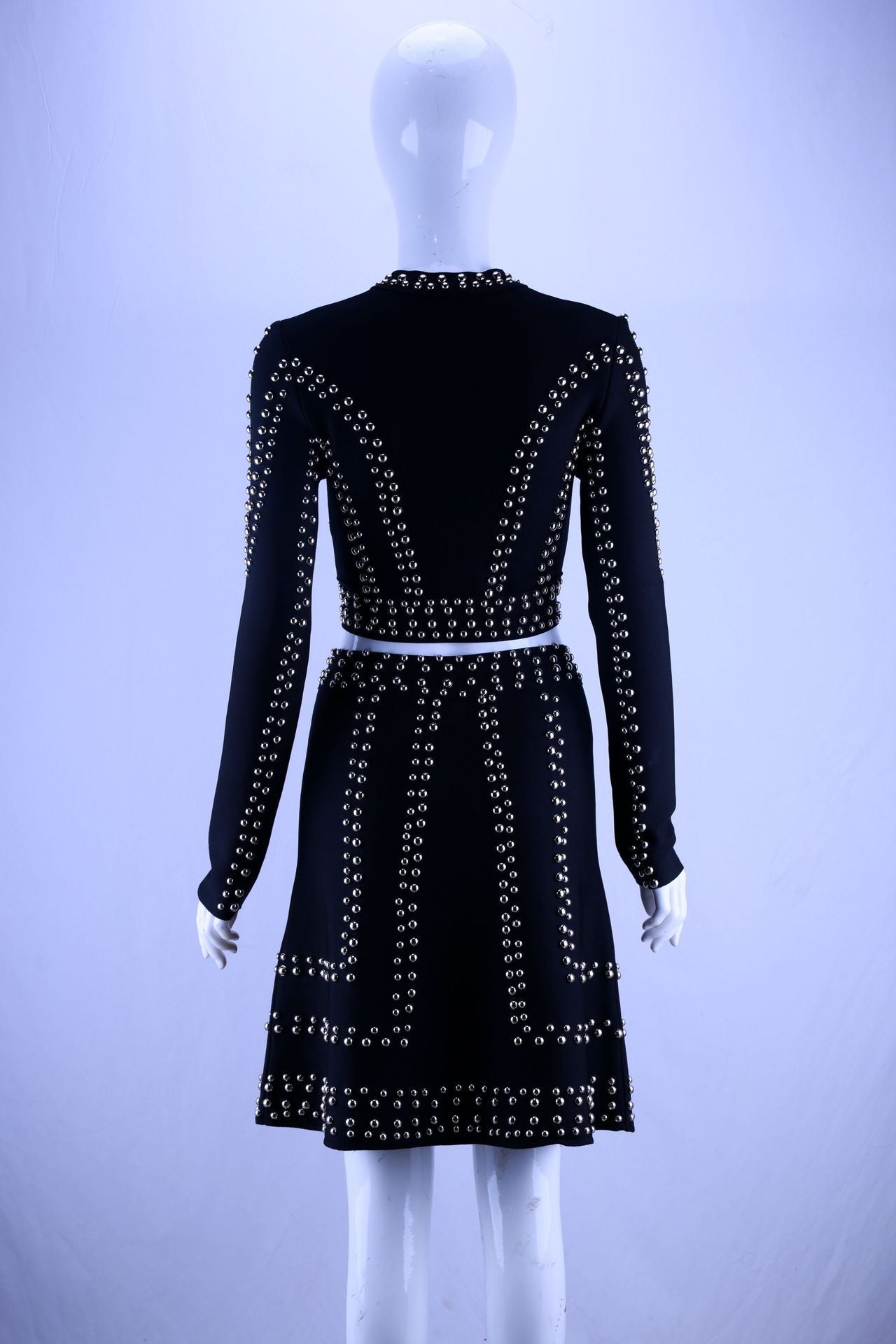 Round Neck Long-sleeved Temperament Slim Bandage Skirt Suit