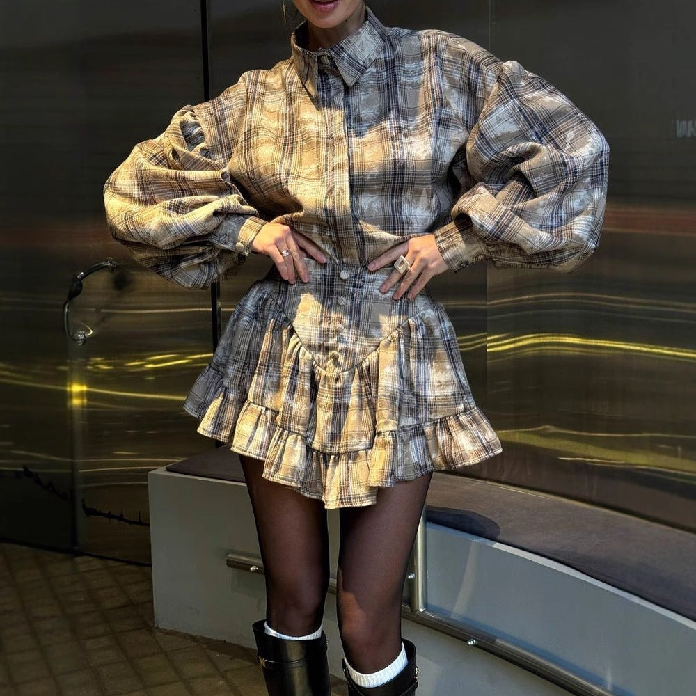 Ruffled Plaid Luxury Clothing for Women