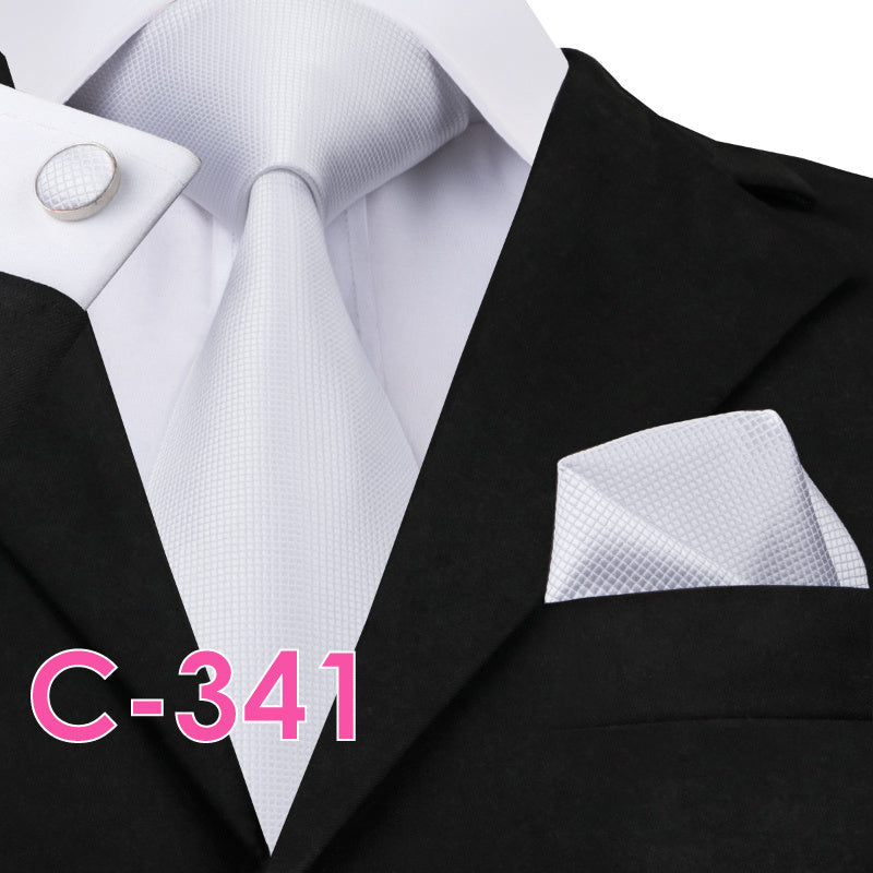 Solid Silk Mens Ties Neck Tie Set For Men Suits Tie Handker - 10color