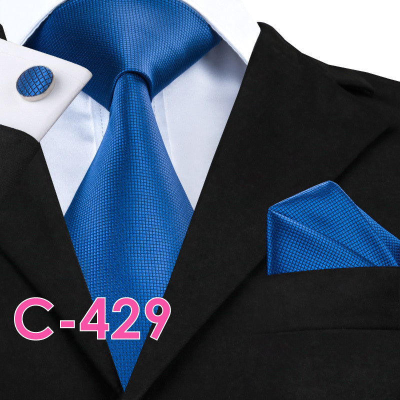 Solid Silk Mens Ties Neck Tie Set For Men Suits Tie Handker - 14color