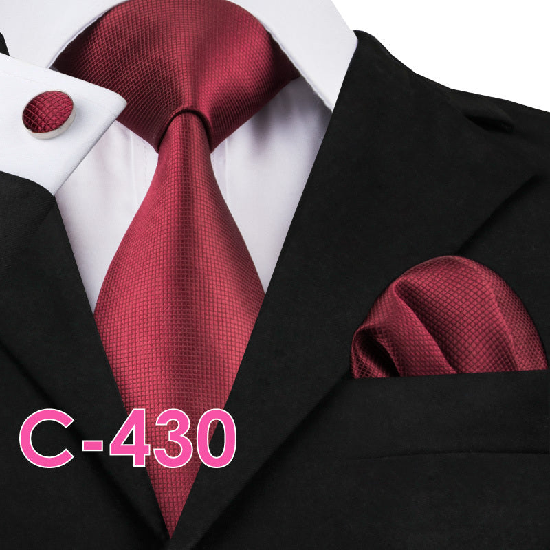 Solid Silk Mens Ties Neck Tie Set For Men Suits Tie Handker - 15color