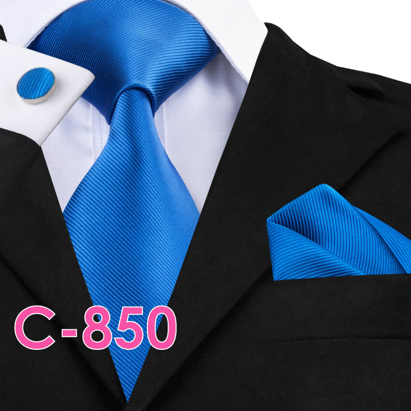 Solid Silk Mens Ties Neck Tie Set For Men Suits Tie Handker - 18color