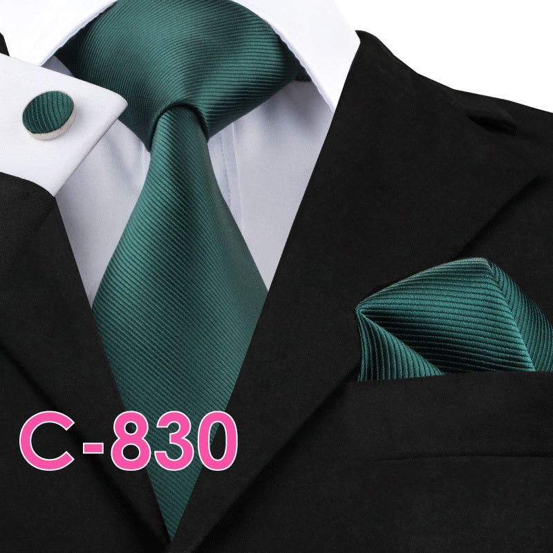 Solid Silk Mens Ties Neck Tie Set For Men Suits Tie Handker - 1color