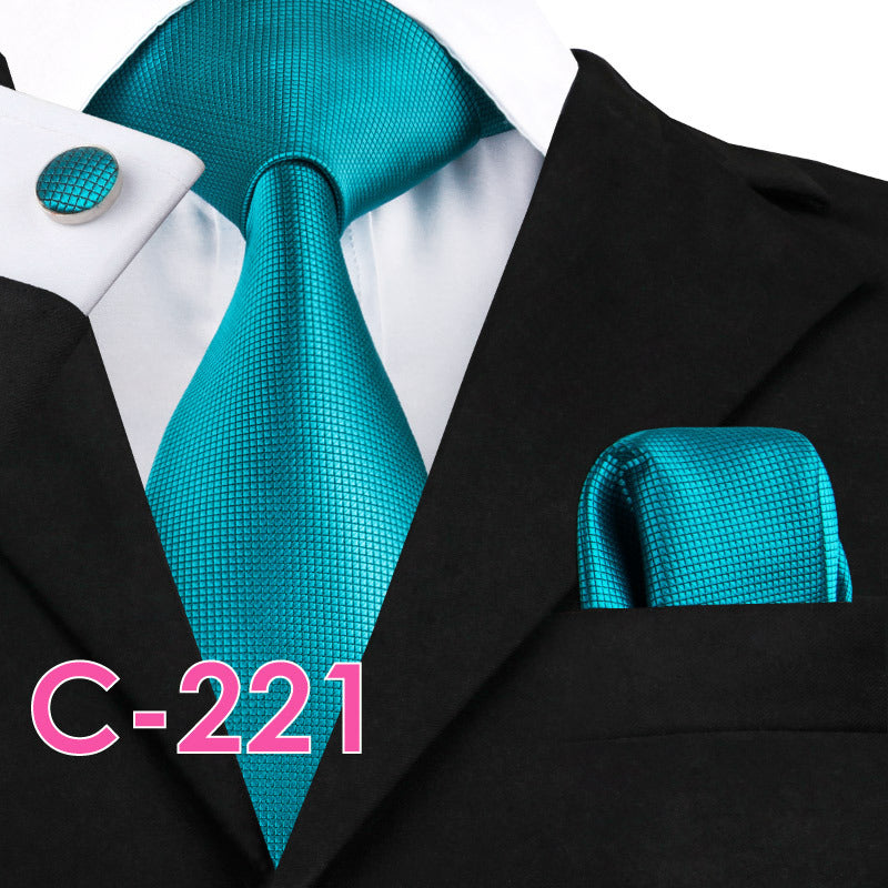 Solid Silk Mens Ties Neck Tie Set For Men Suits Tie Handker - 2color