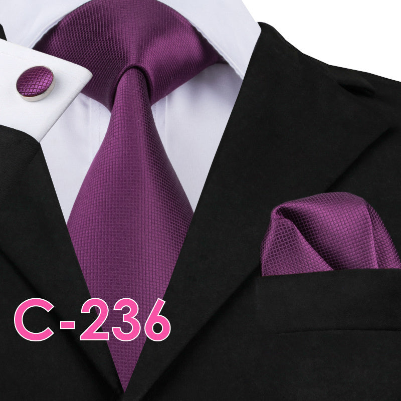 Solid Silk Mens Ties Neck Tie Set For Men Suits Tie Handker - 3color