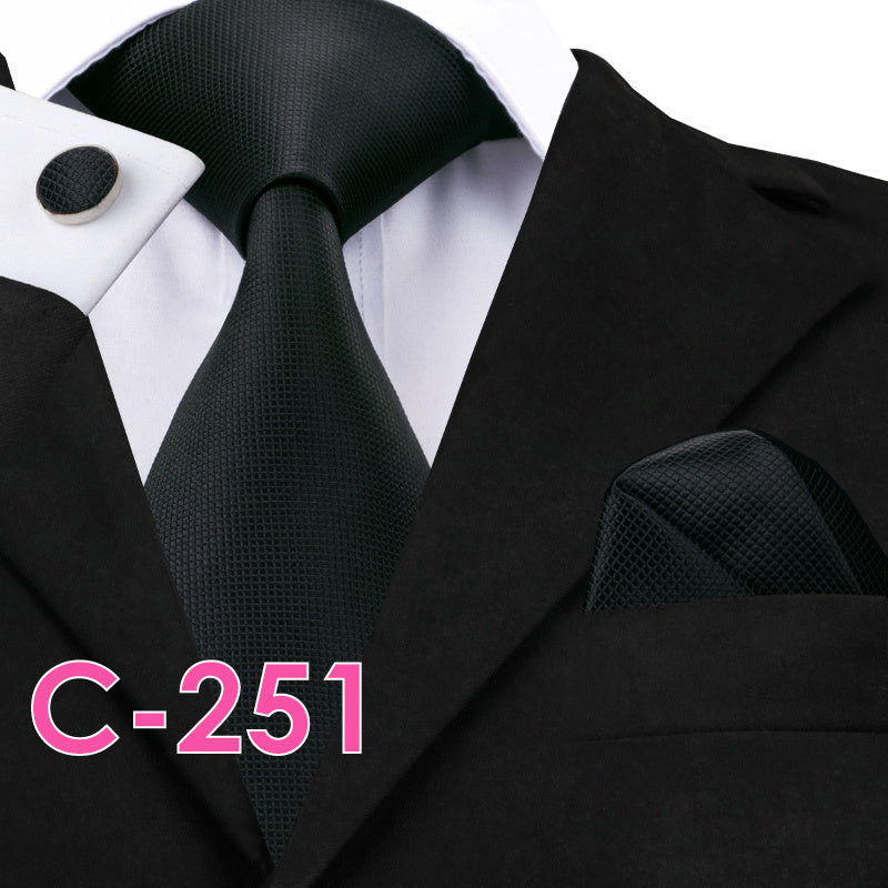 Solid Silk Mens Ties Neck Tie Set For Men Suits Tie Handker - 4color
