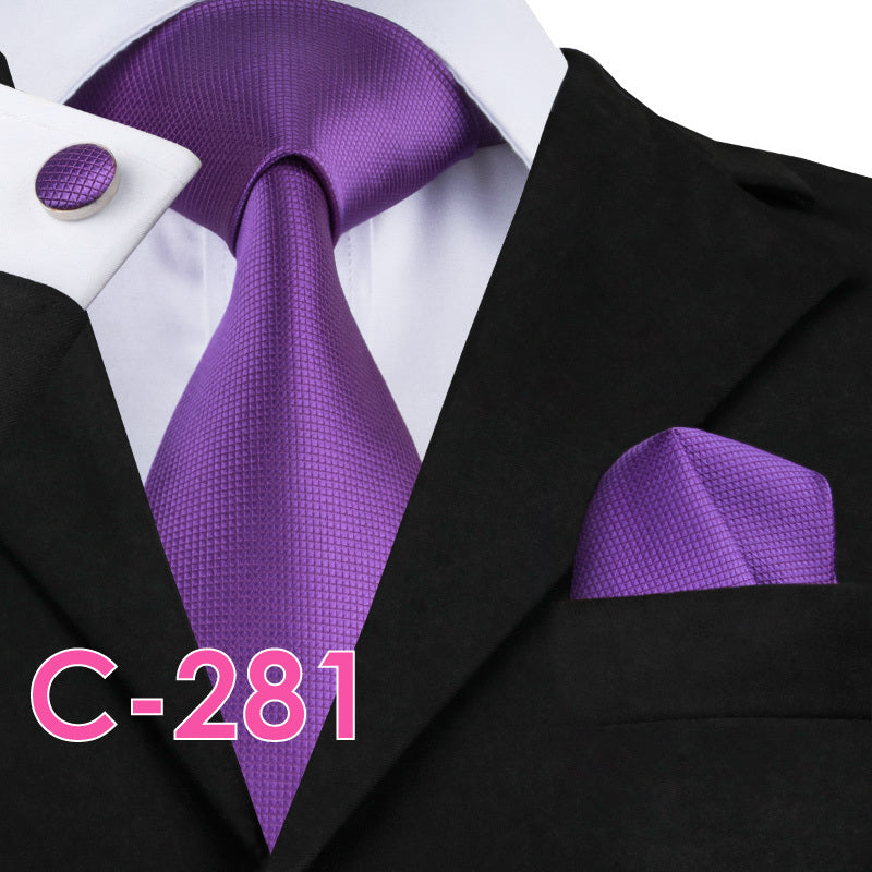 Solid Silk Mens Ties Neck Tie Set For Men Suits Tie Handker - 6color