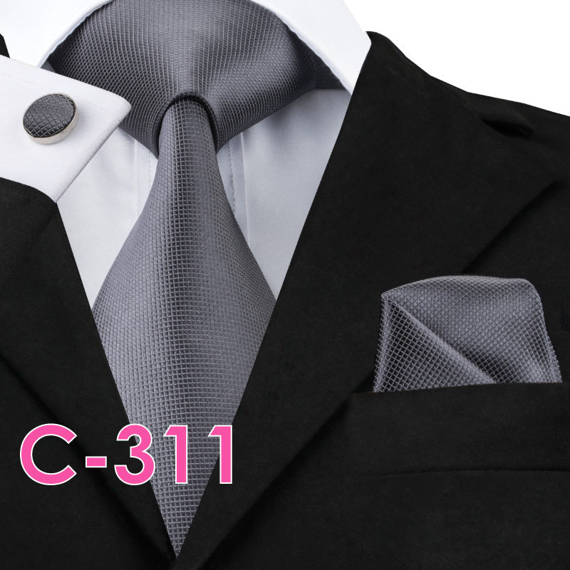 Solid Silk Mens Ties Neck Tie Set For Men Suits Tie Handker - 8color