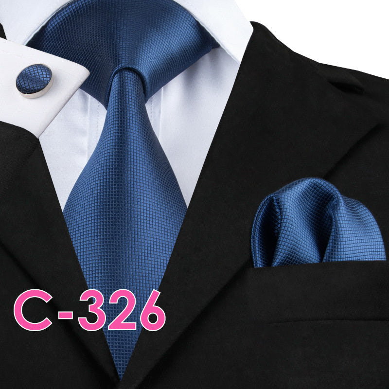 Solid Silk Mens Ties Neck Tie Set For Men Suits Tie Handker - 9color